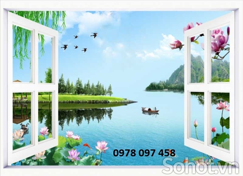 Tranh dán phòng khách - gạch tranh
