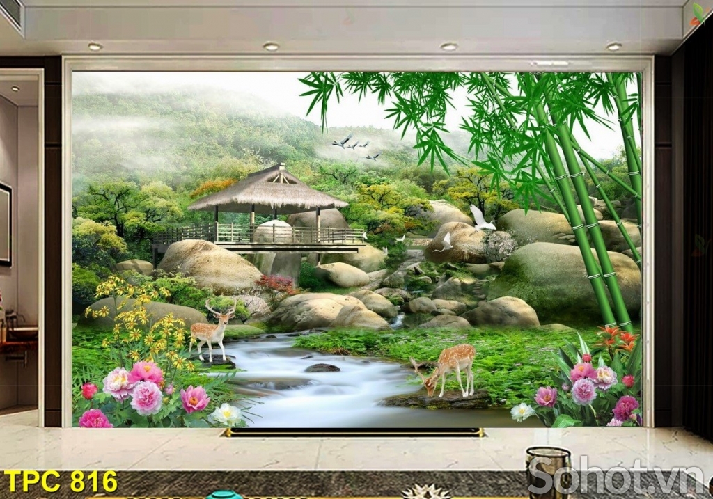 Gạch tranh 3d ốp tường ngoài trời - KXDC44