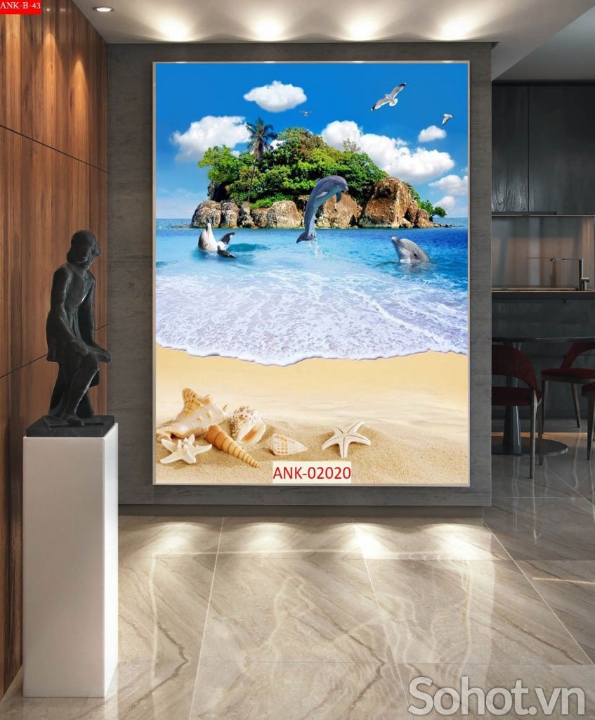 Tranh gạch 3d ốp tường phong cảnh biển - 688NB