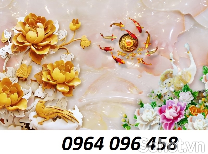 Tranh gạch cá chép phong thủy 3d - xnnb83