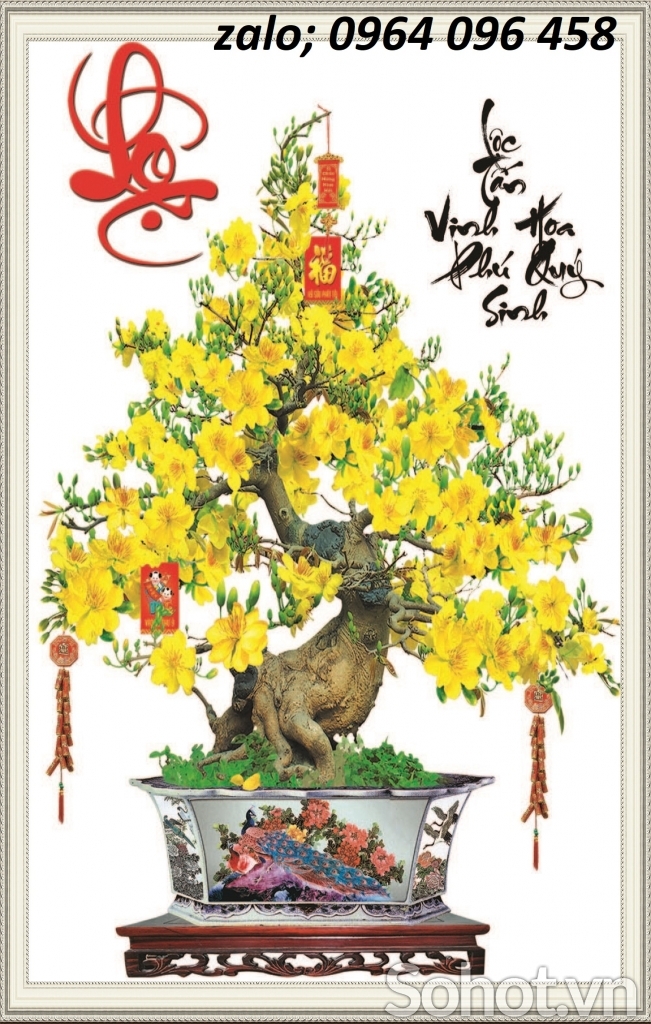 Gạch tranh 3d dán tường mẫu cây mai - 544ZL