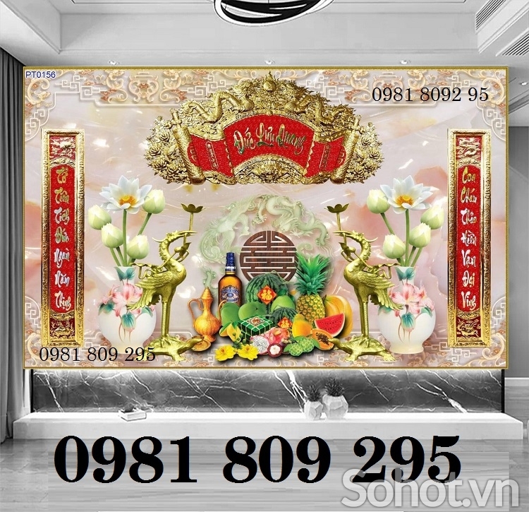 Tranh gạch phòng thờ HN755