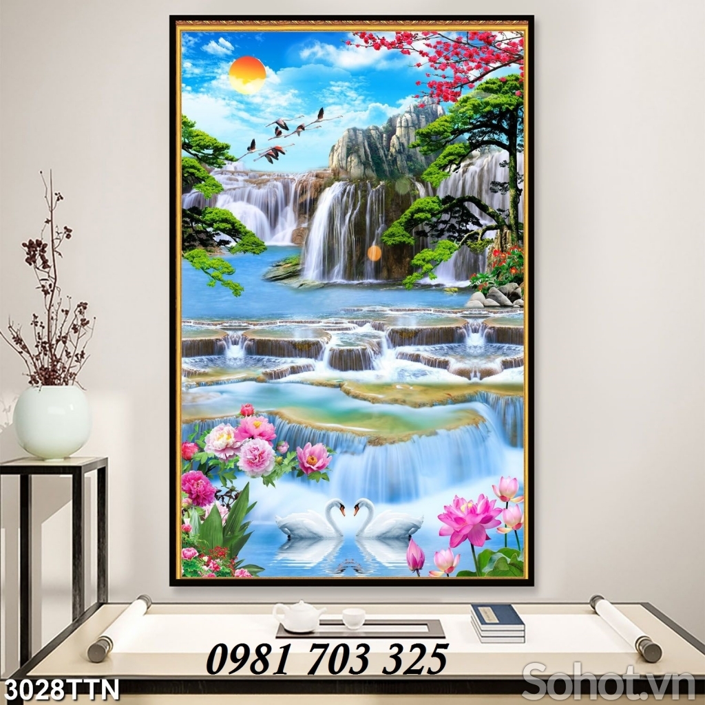 tranh phong cảnh- gạch 3D khổ đứng