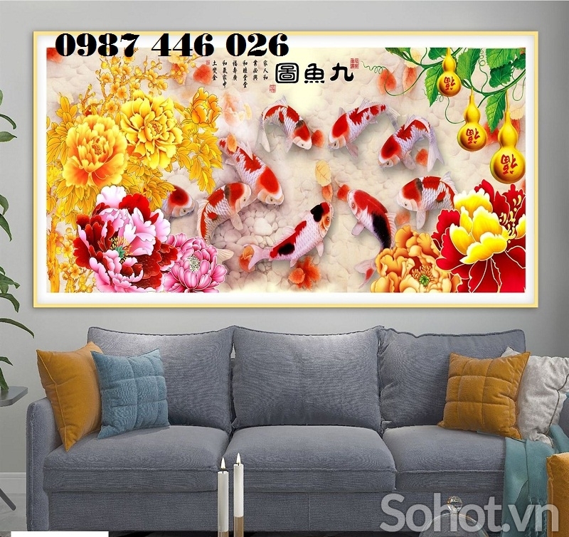 Gạch tranh cá chép vàng HP98222
