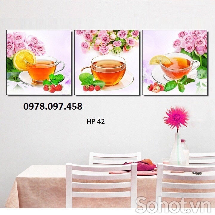 Trang trí phòng ăn - tranh gạch men họa tiết