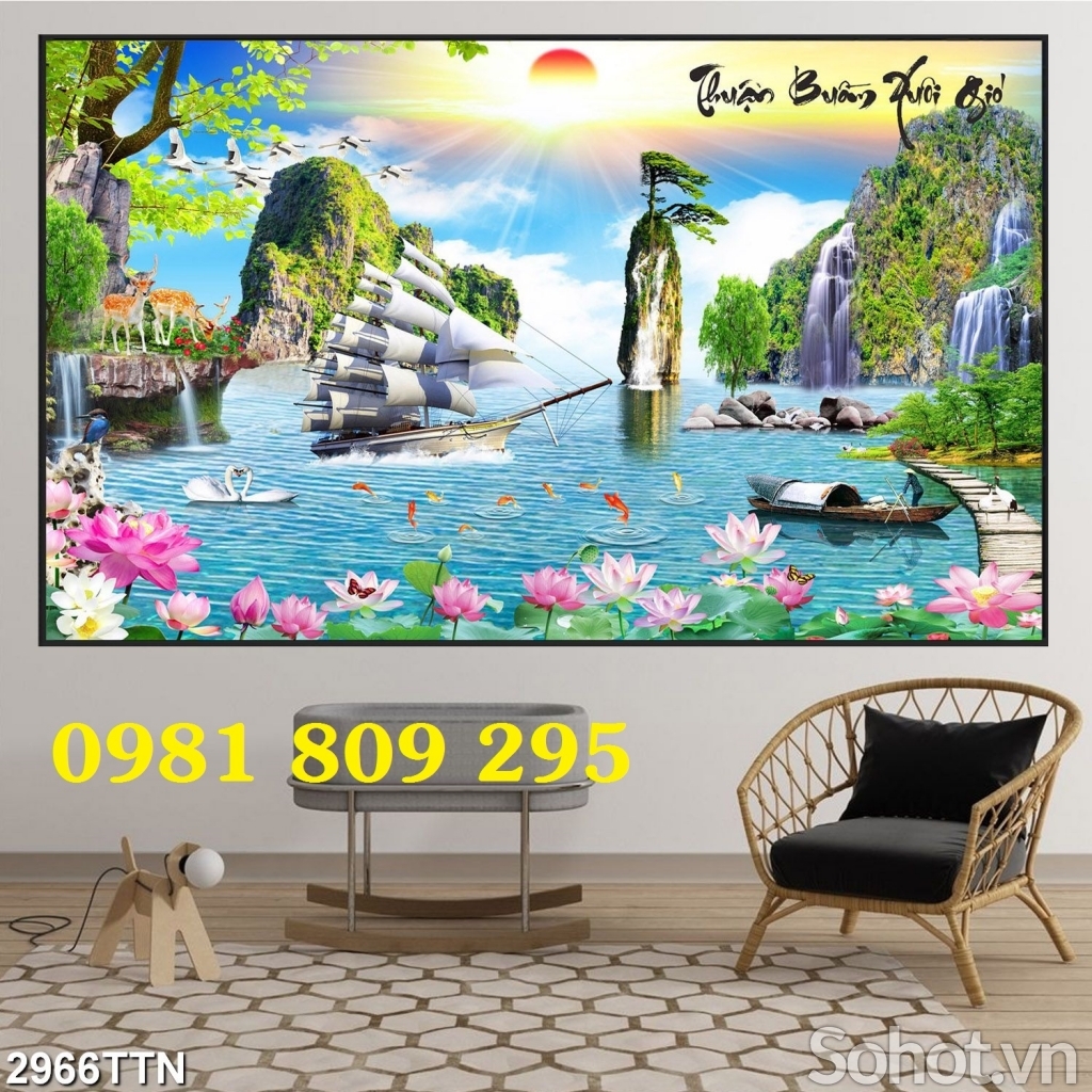 Tranh gạch men 3d thuyền buồm