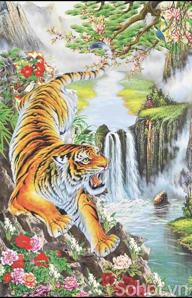 Tranh gạch hình hổ 3d đẹp