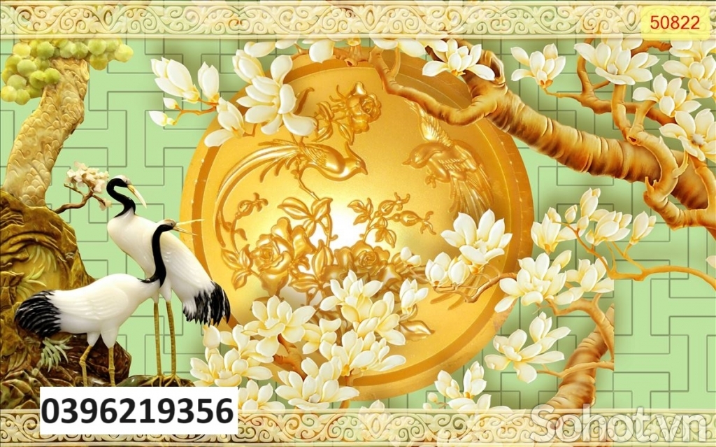 Tranh gạch chim hạc treo tường