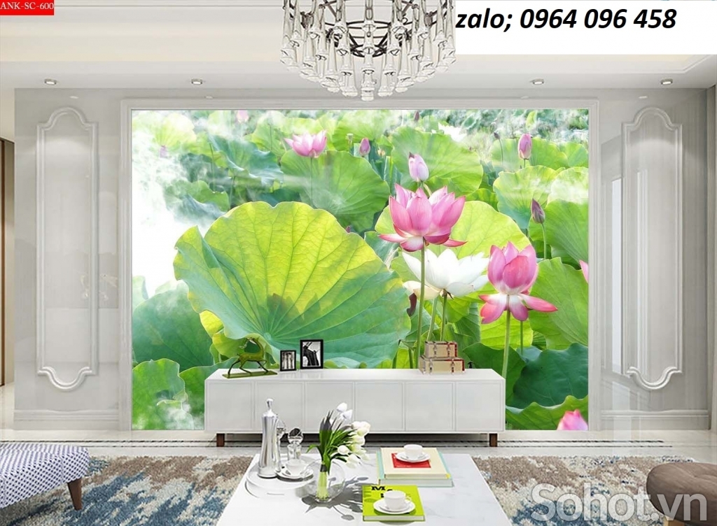 Tranh gạch 3d ốp tường mẫu hoa sen - 76SP