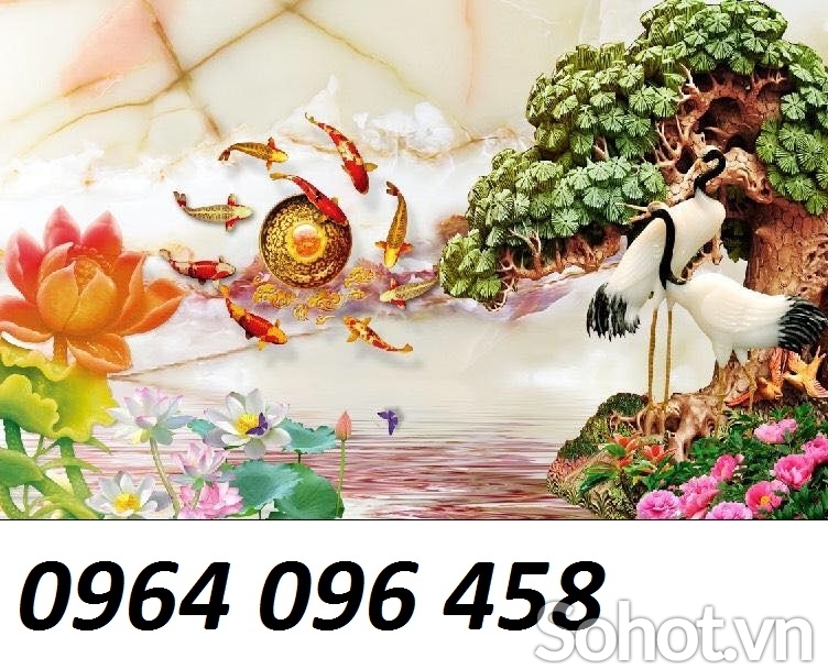 gạch tranh ốp tường cửu ngư quần hội - GCVC4