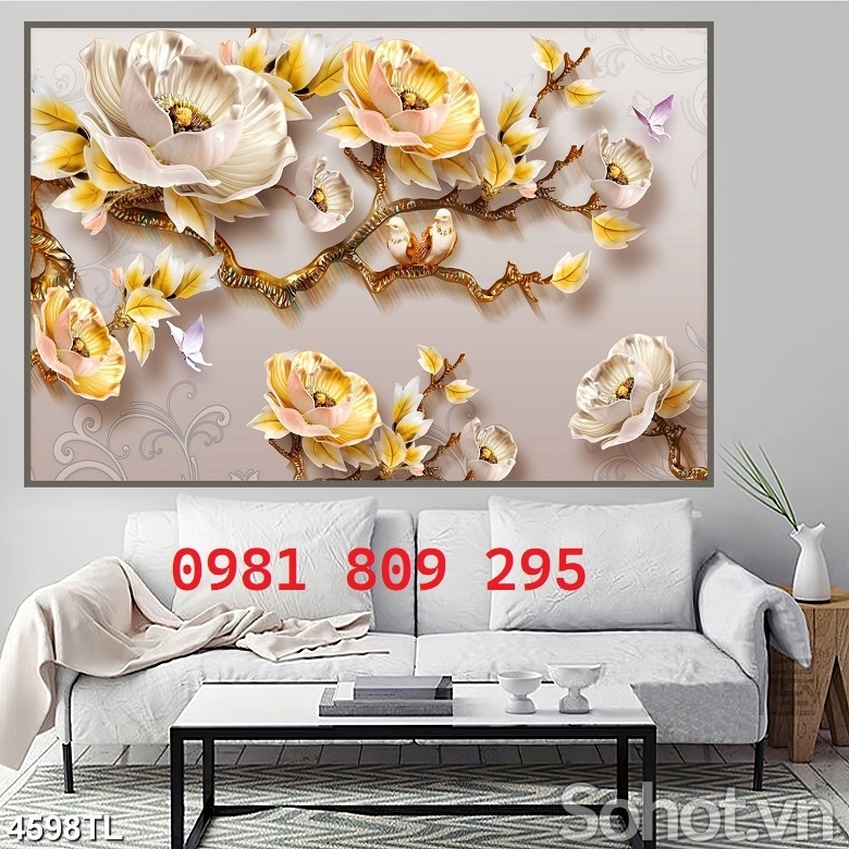 Gạch tranh ốp tường hoa , tranh sứ ngọc HN9991