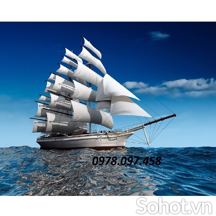 Tranh 3D - tranh gạch thuyền buồm
