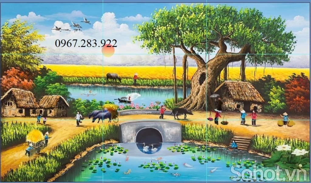 Tranh 3D- Tranh gạch đồng quê