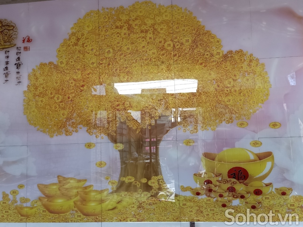 Tranh gạch 3d ốp tường cây kim tiền - 8909CV