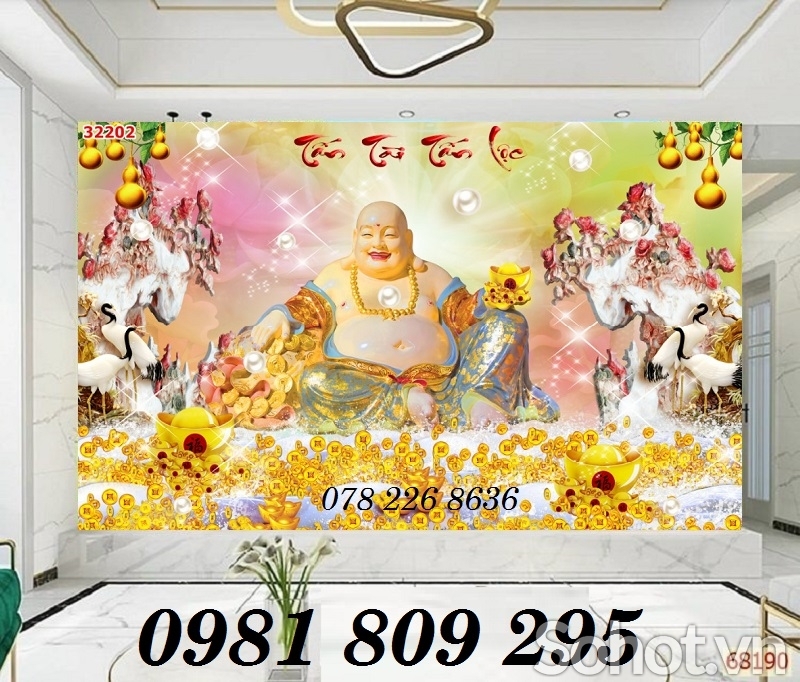 Gạch tranh 3d thần tài hoa mai