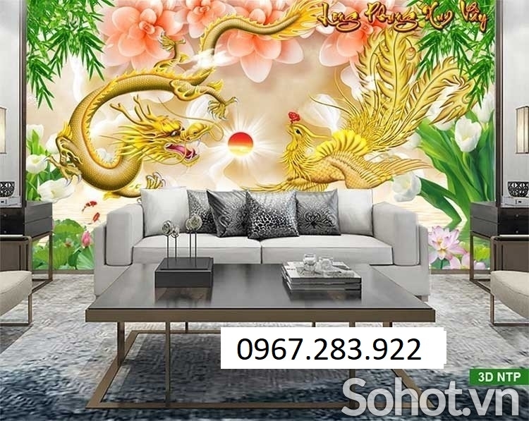 Tranh ốp tường 3D rồng phượng