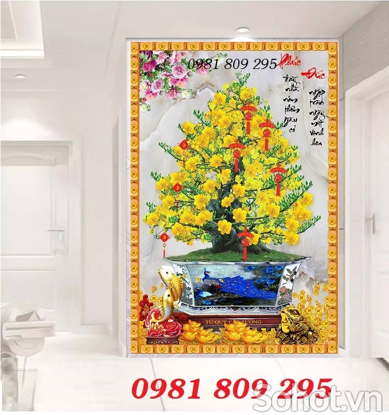 Tranh gạch 3d cây mai vàng