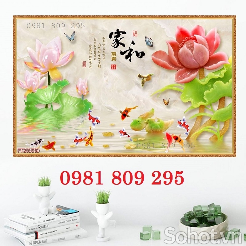 Tranh gạch hoa sen sứ ngọc