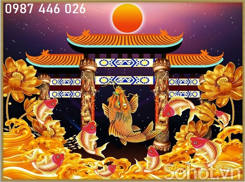 Gạch tranh cá chép vàng HP9283