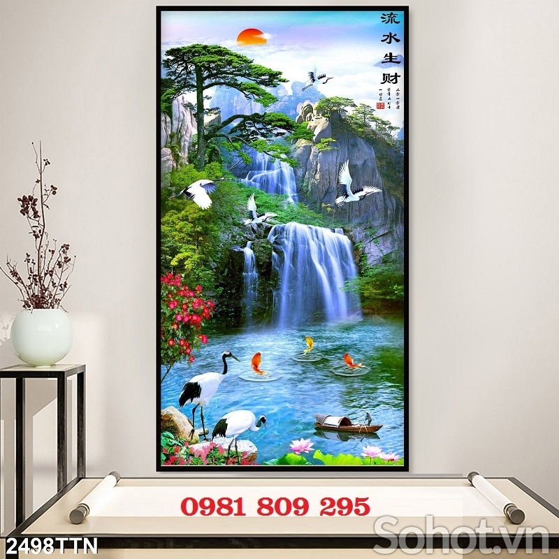 Tranh gạch men ốp tường 3d thác nước QP9331
