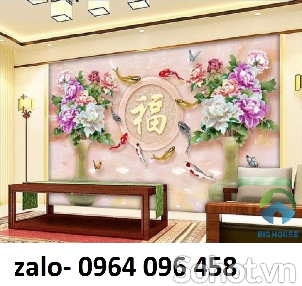 Tranh gạch 3d hoa mẫu đơn phong thủy - KDCV54