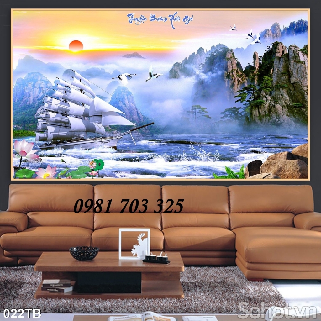 Tranh thuyền buồm phong thủy- gạch tranh 3D