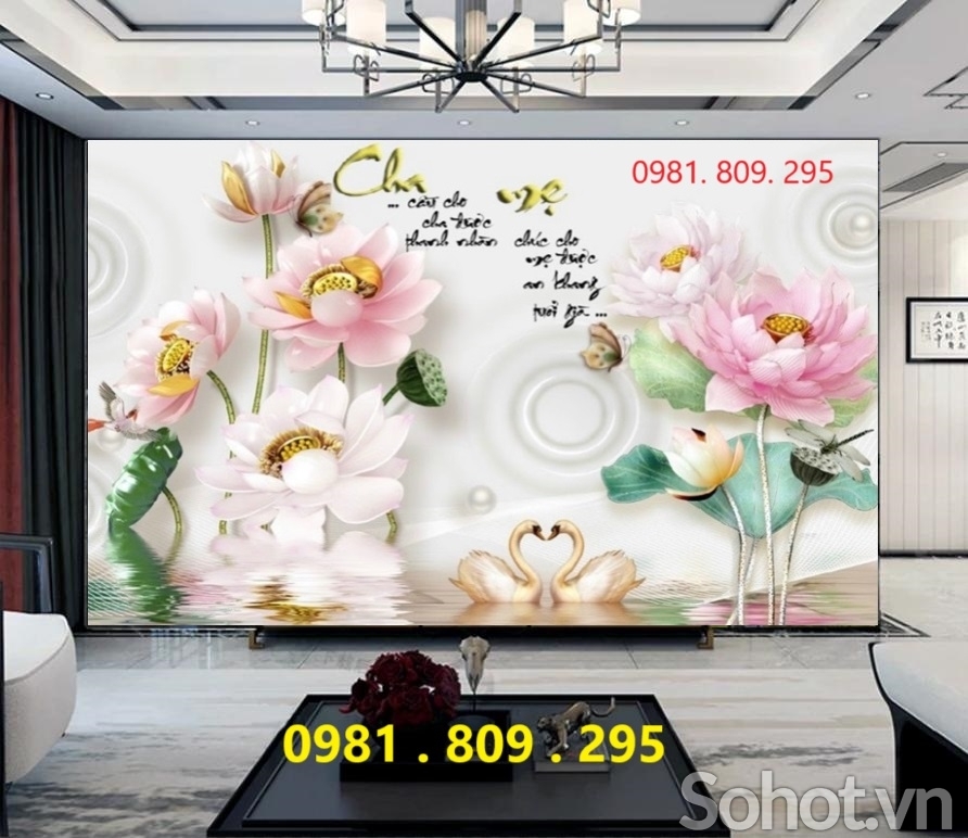 Gạch trang trí 3d hoa sen sứ ngọc HN9393