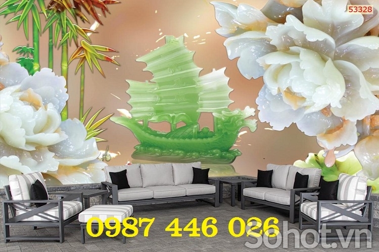 Gạch tranh thuyền buồm vàng HP8492