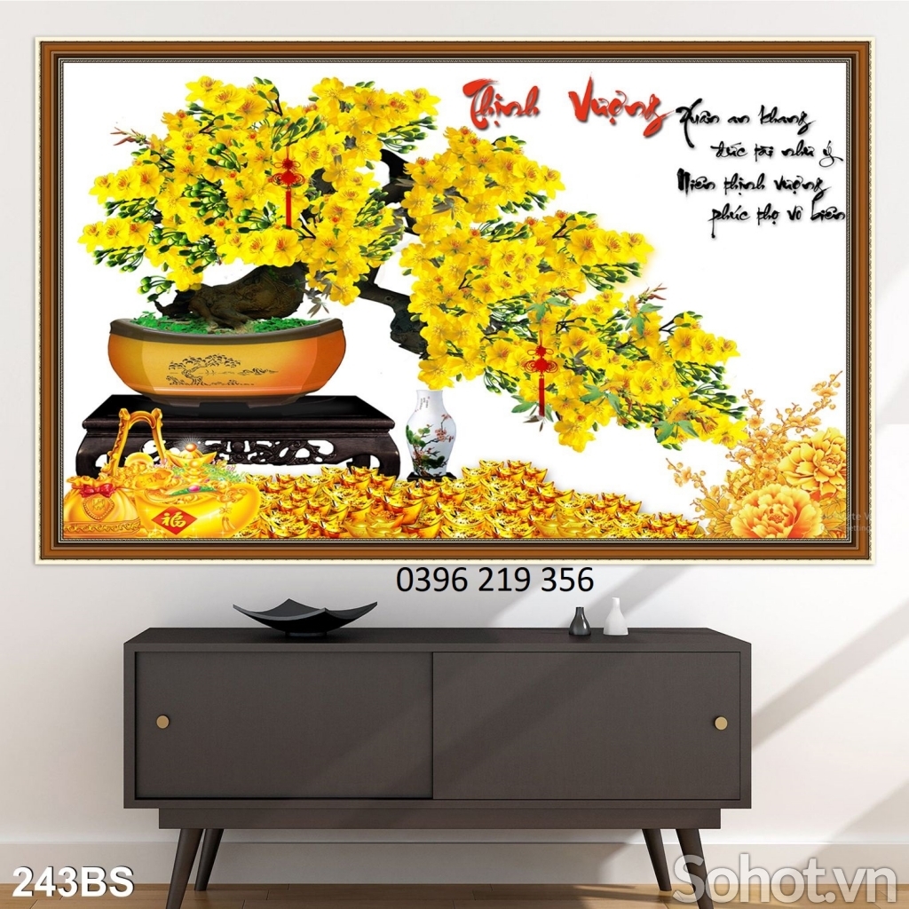 Tranh gạch cây mai 3d ốp tường phong thuỷ