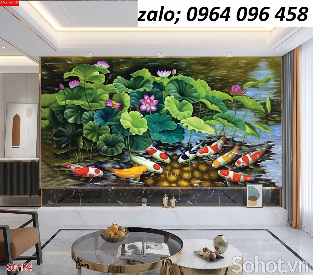 Tranh gạch 3d cửu ngư quần hội - 9555XN