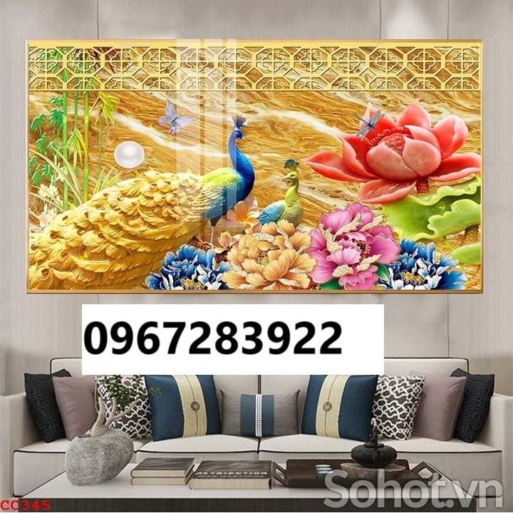 Tranh gạch chim công đẹp