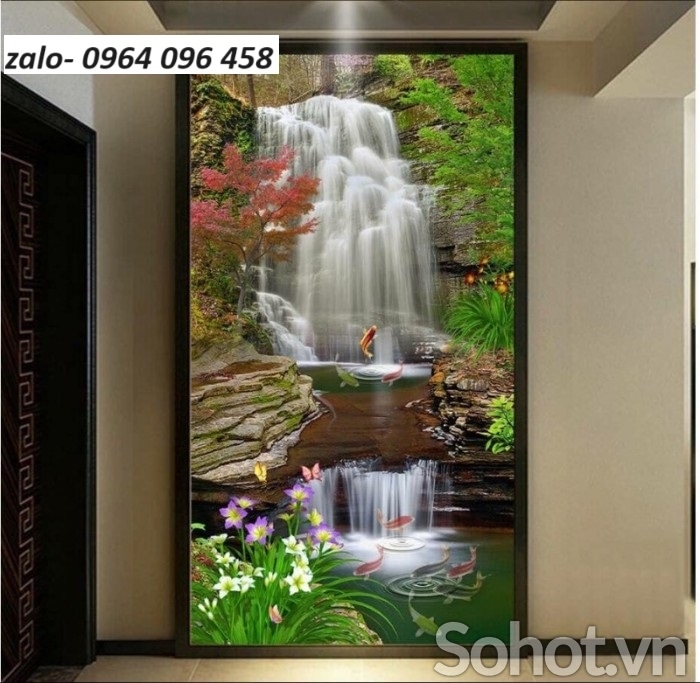 Tranh gạch 3d ốp tường phong cảnh khổ đứng - XCX433
