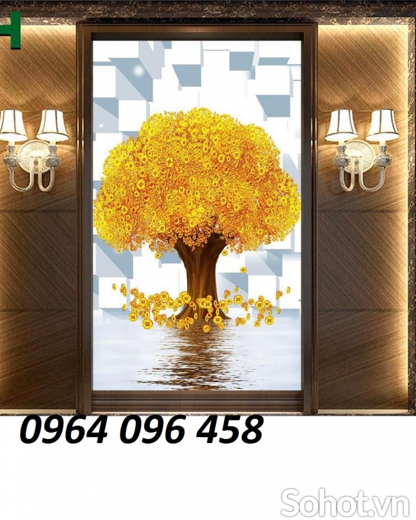 Tranh gạch cây kim tiền 3d - GVBB85