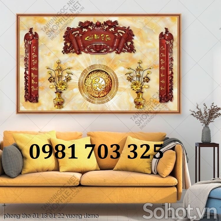 Tranh gạch 3D đẹp trang trí phòng thờ