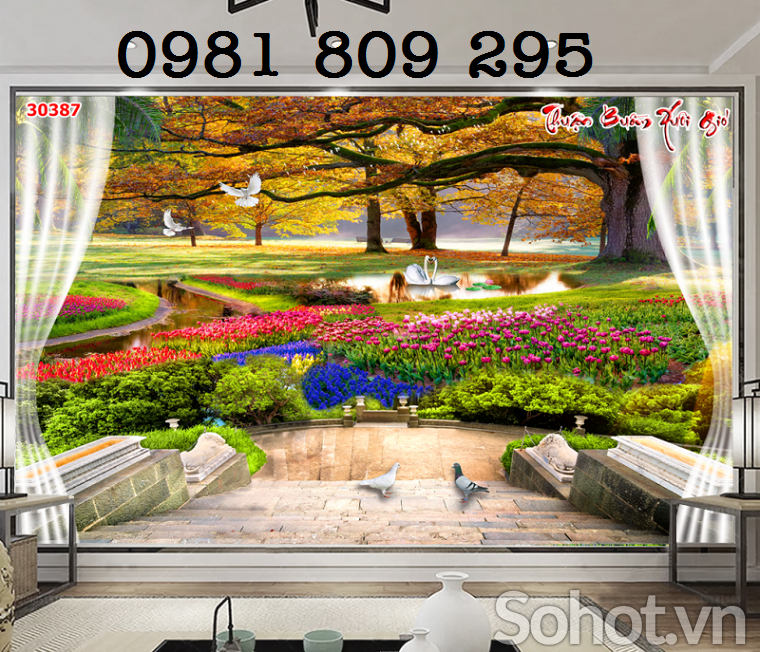 Tranh gạch cửu sổ 3d đẹp HN8383