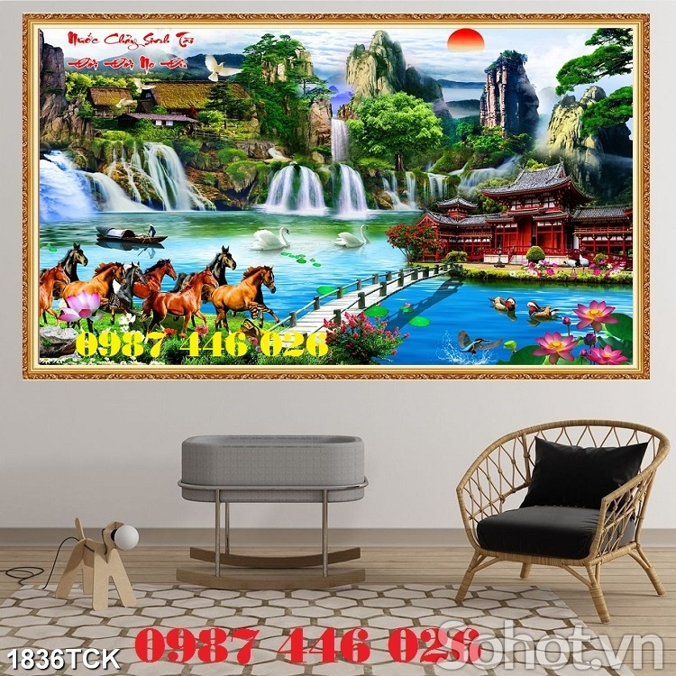 Tranh gạch men phong cảnh thác nước HP92832