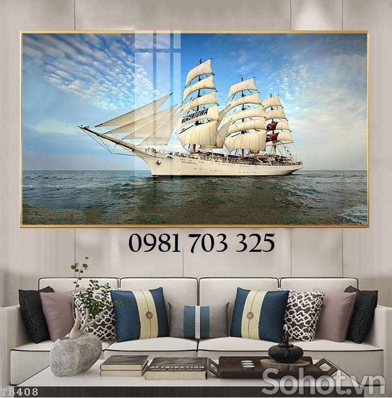 Tranh gạch hình thuyền buồm 3D đẹp