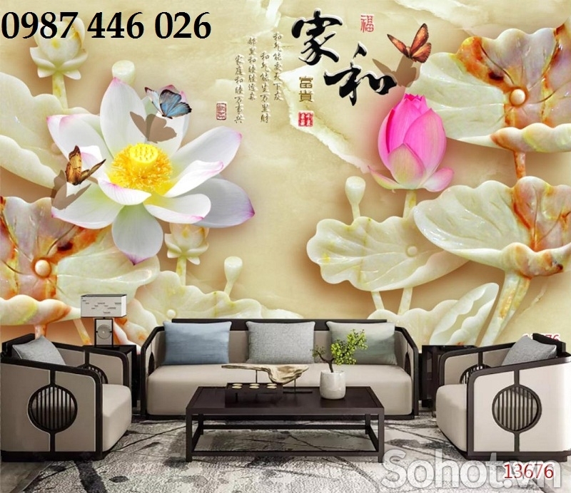 Tranh gạch men hoa sen HP7343