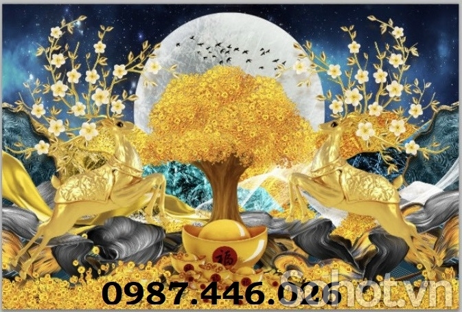 Tranh gạch men cây lộc vàng HP8282