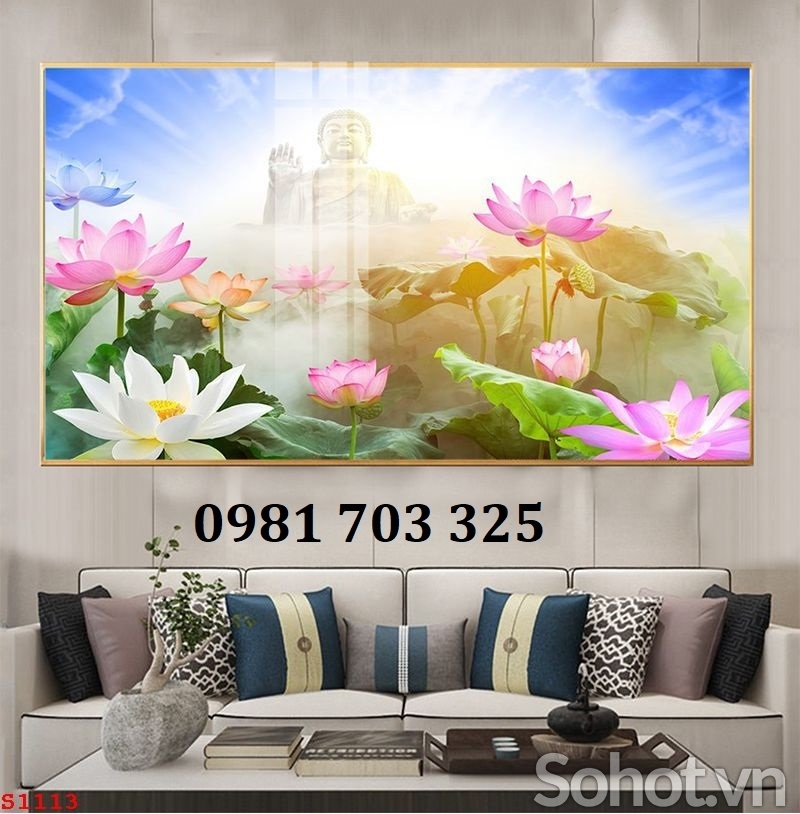 Tranh gạch 3d trang trí hoa sen