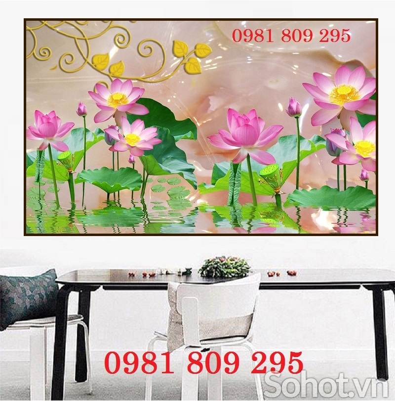 Gạch tranh trang trí hoa sen