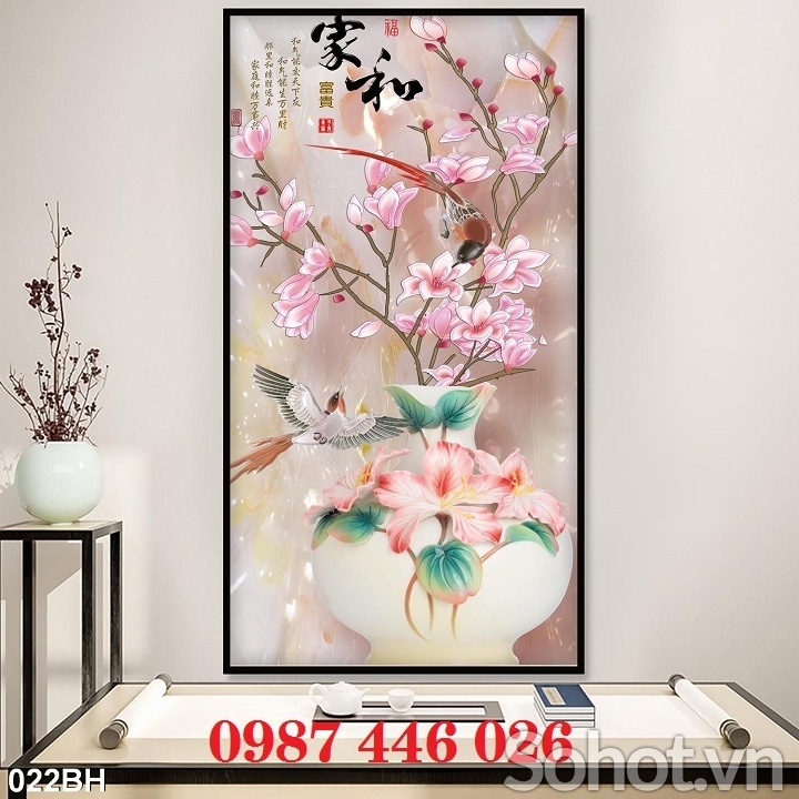Gạch ốp tường tranh bình hoa Hp78