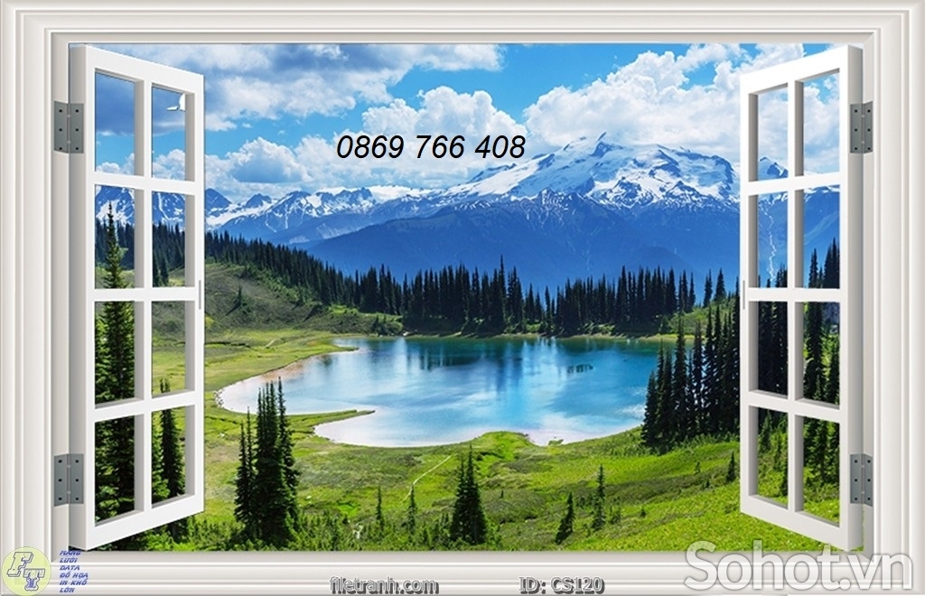 Gạch tranh phong cảnh cửa sổ treo tường