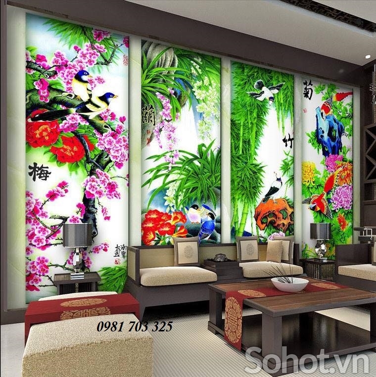 Tranh gạch 3D ốp  tường trang trí phòng khách
