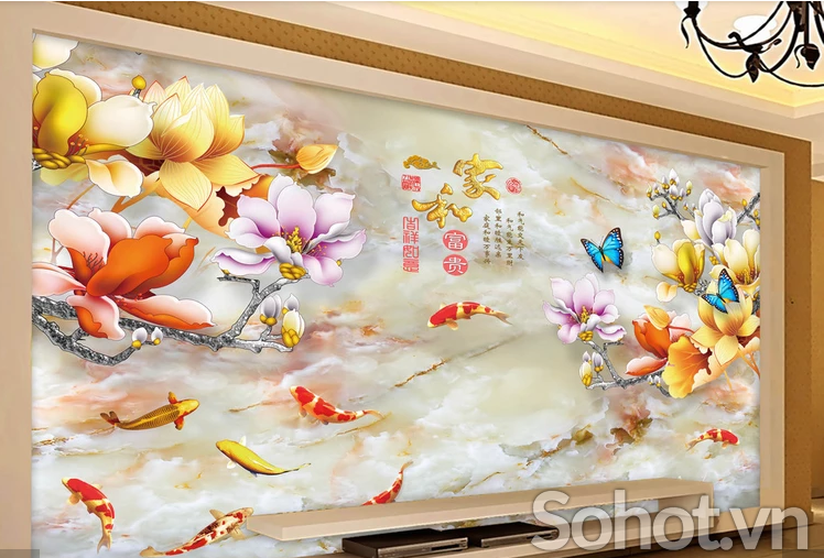 Tranh gạch 3d phòng khách - DVB32