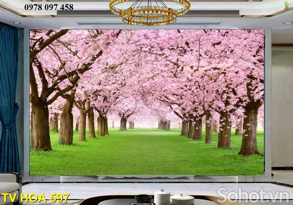 Tranh gạch 3d - tranh vườn hoa