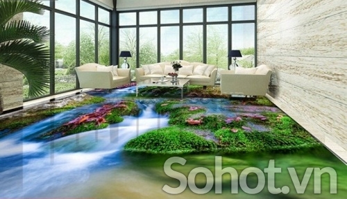 Gạch lát sàn 3d phòng khách đẹp - DCC52