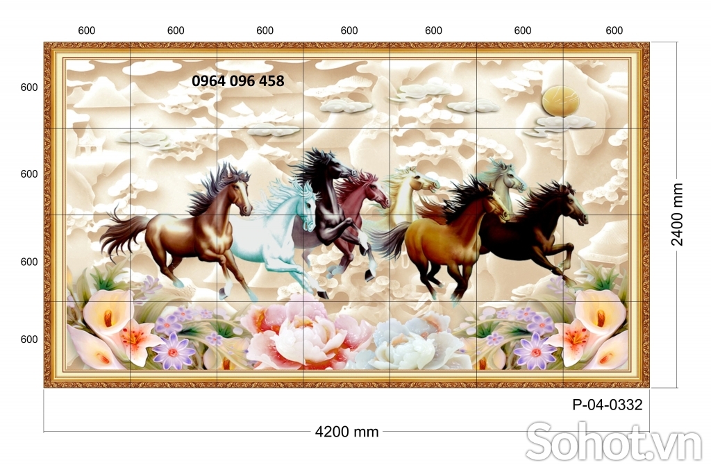 Tranh gạch 3d phong thủy phòng khách - 699NCC
