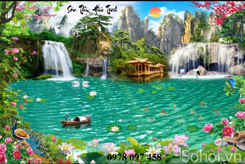Gạch men họa tiết ốp tường phòng khách