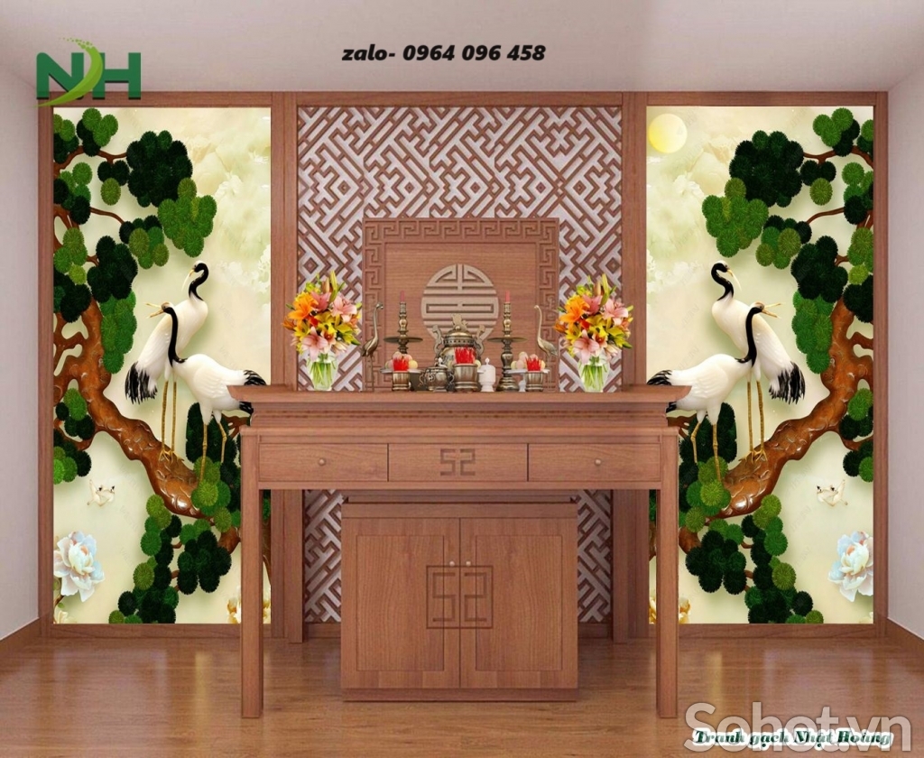 Tranh 3d - gạch tranh 3d ốp tường phòng thờ - CX43